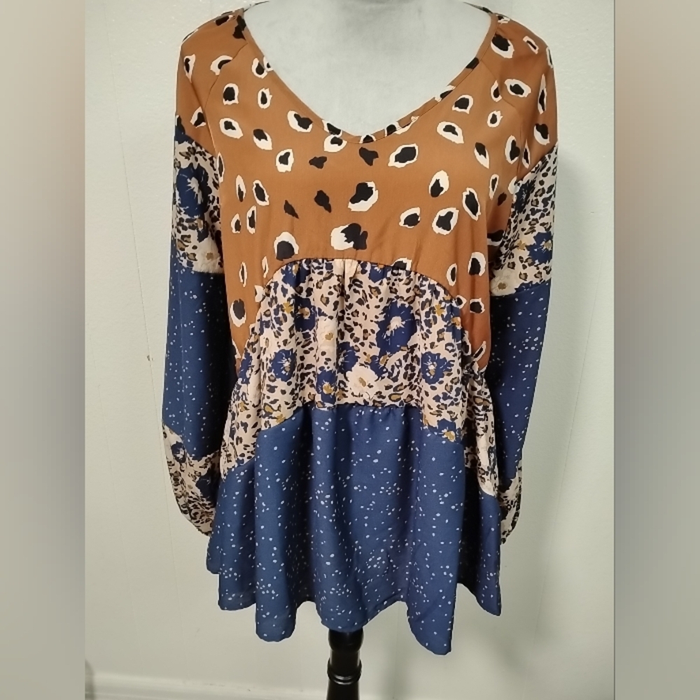 Hailey & Co. boho peasant babydoll top size large oversized Preppy Fun Dressy